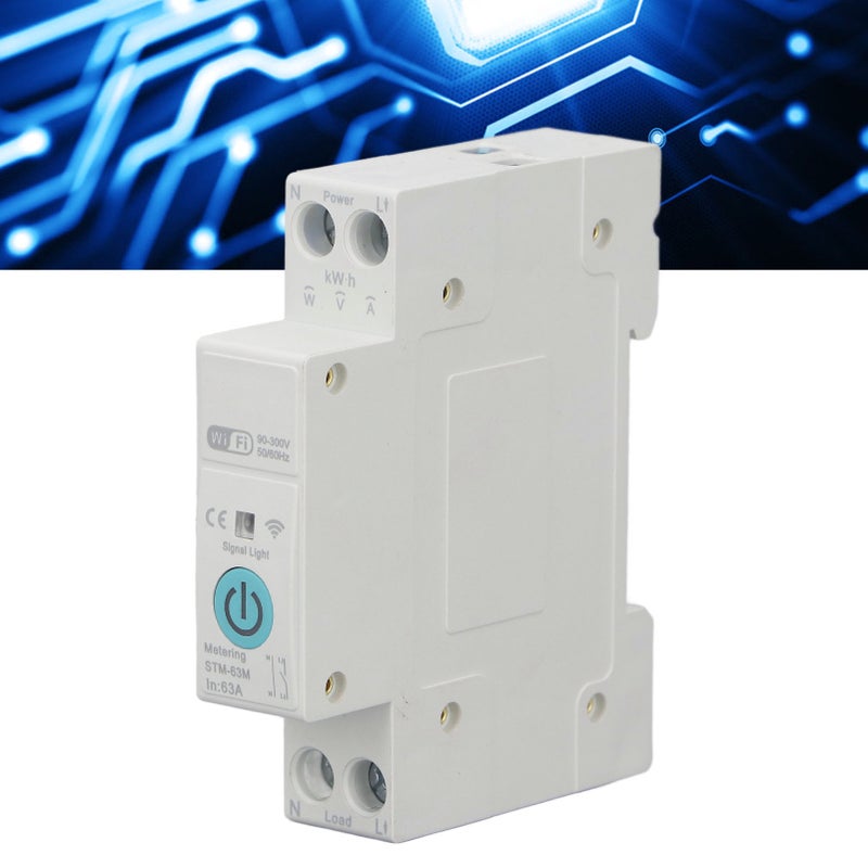 Smart WiFi Switch 1P 63A Manual Remote Voice Control Circuit Breaker with Power Metering for Tuya 90‑300V - Image 1