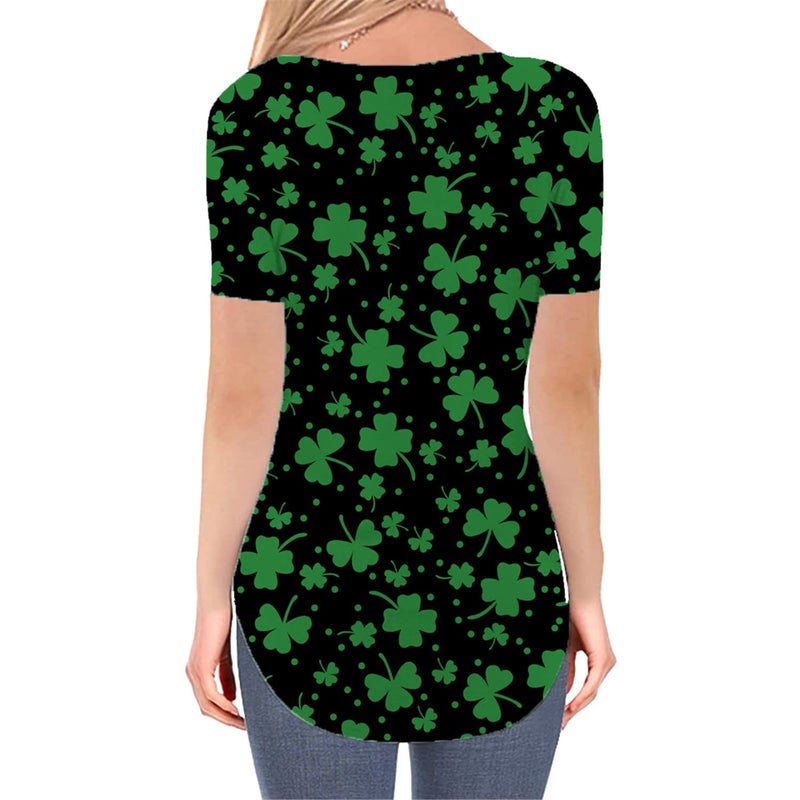 KYKU St Patricks Day Womens Shirt V Neck Green Saint Patricks Day Shirt Clover - Image 3
