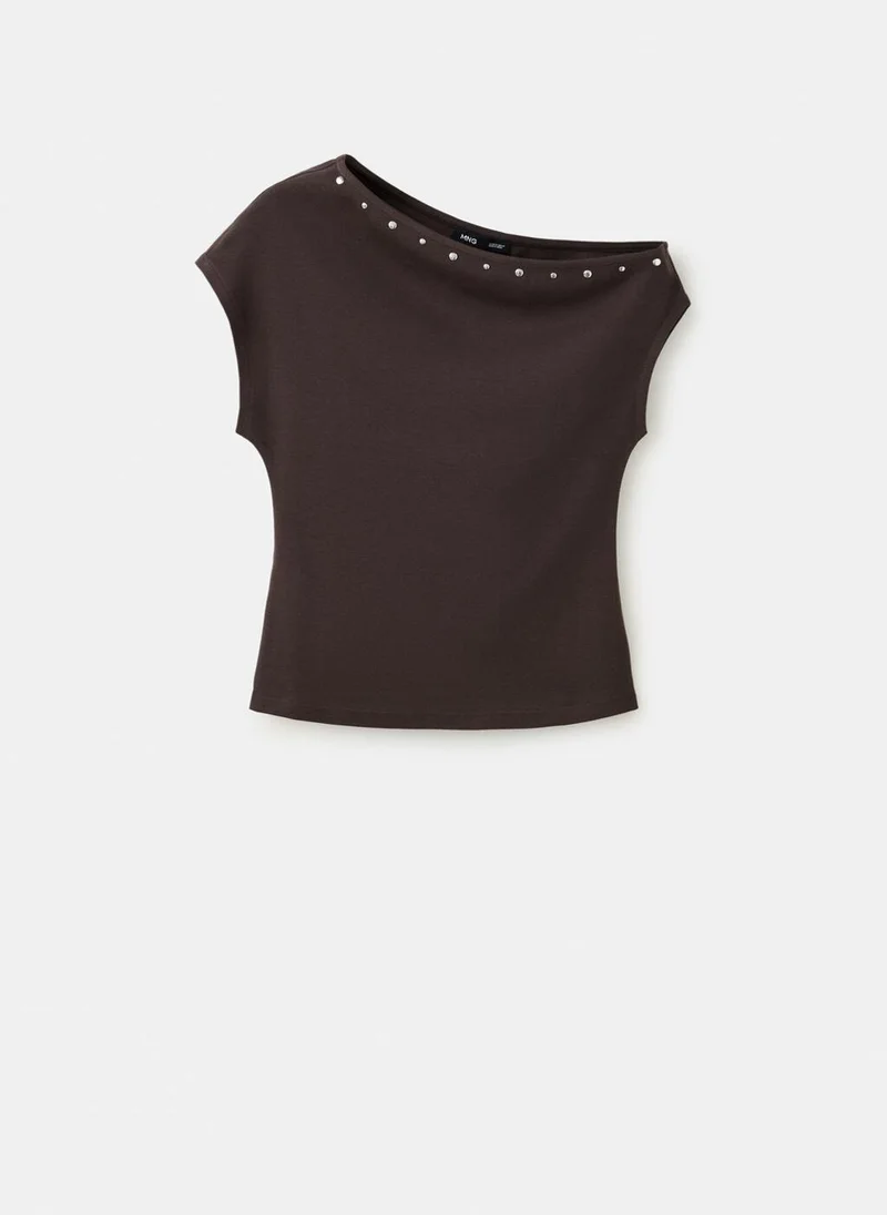 مانجو Asymmetrical Studded T-Shirt