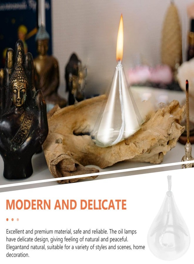 ARTIBETTER 10.6 Inch Glass Kerosene Oil Lamp for Indoor Use - Decorative Modern Oil Lamp for Home Weddings and Events - Elegant Transparent Tabletop - Image 3