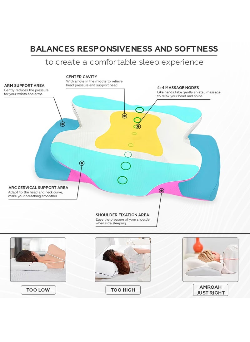 AMROAH Memory Foam Pillow Orthopedic Contour for Cervical for Shoulder Neck Pain & Support, Adaptive Ergonomic Cooling Medical Foam Pillow for Side Stomach Back Bed Sleeping Washable  - Image 4
