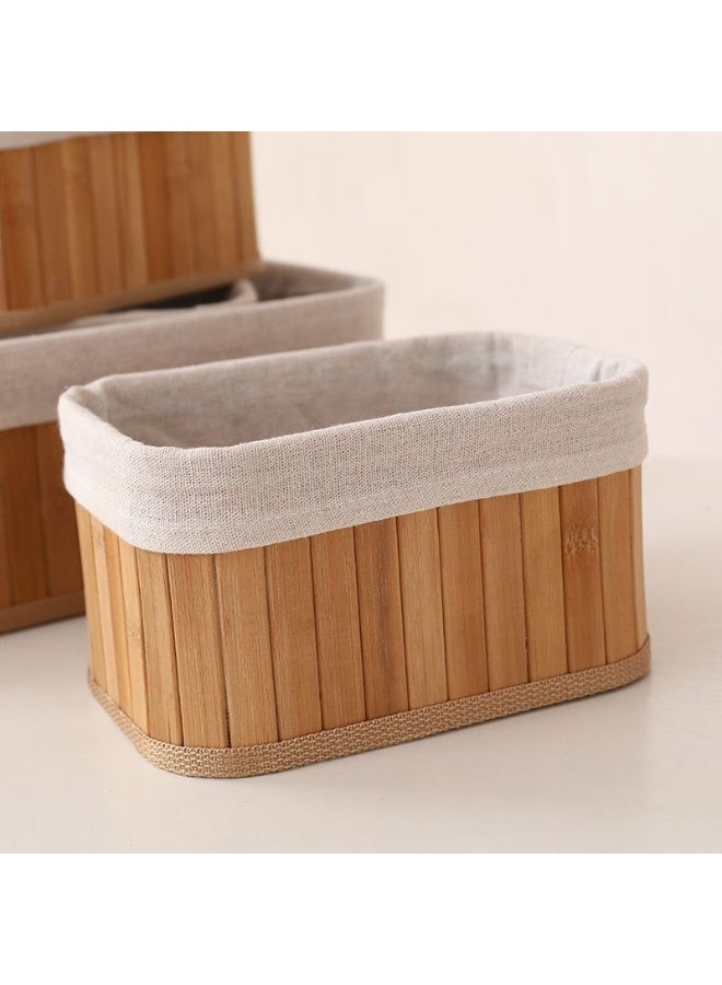 طقم منظمات منزلية من الخوص الطبيعي 3 في 1 مبطن بالقماش للأغراض المتنوعة H - Image 3