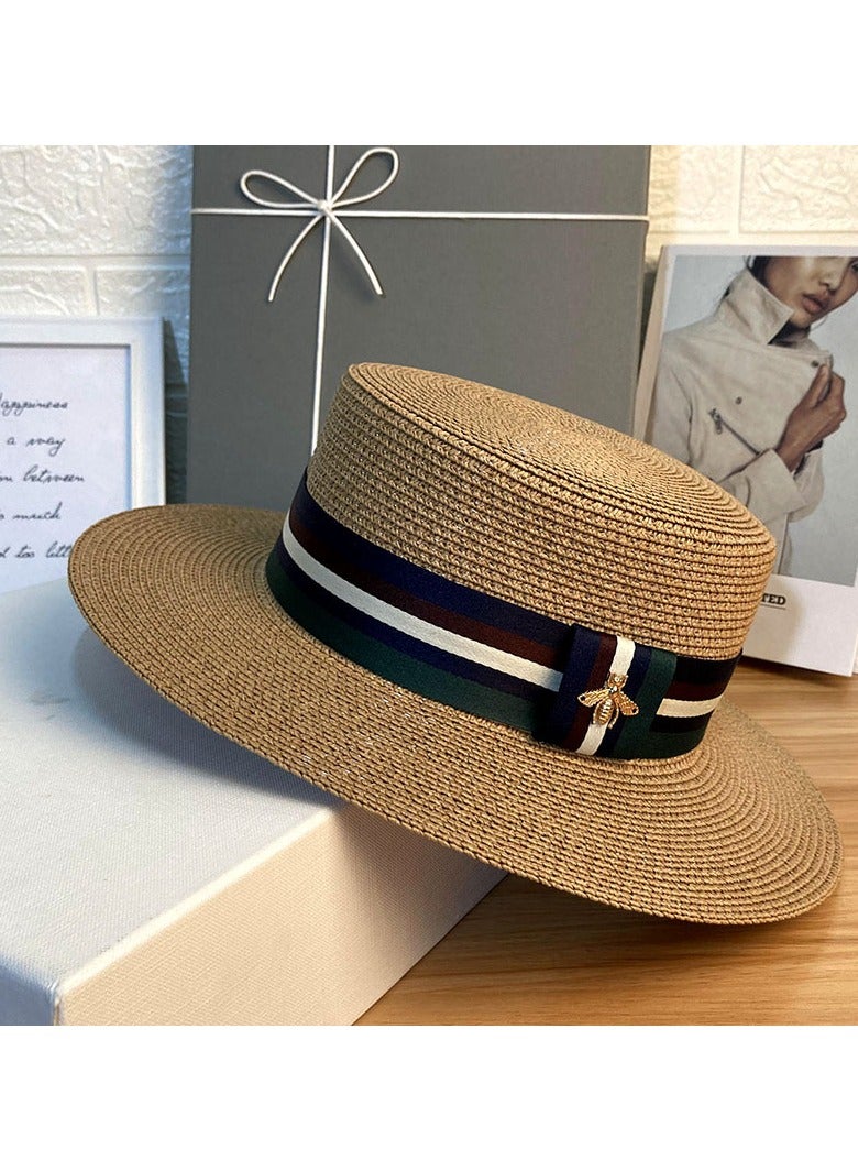 Goolsky 1pc Unisex Wide Brim Breathable Straw Hat, Sun Protection Portable Hat, Suitable For Casual Fishing, Beach Activities - Image 4