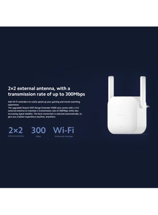 موسع نطاق WiFi من شاومي 300Mbps N300 – مقوي إشارة عالي السرعة بهوائيات مزدوجة، تردد 2.4GHz، تشفير آمن WPA/WPA2، تغطية واسعة للمنازل والمكاتب – DVB4417UK | أبيض - view 4