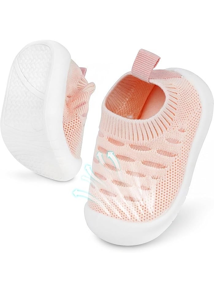 CMGTYYD Baby Shoes Toddler First Walking Shoes Infant Sneakers Breathable Knitted Mesh Boy & Girls Shoes 16-20 Months - Image 1