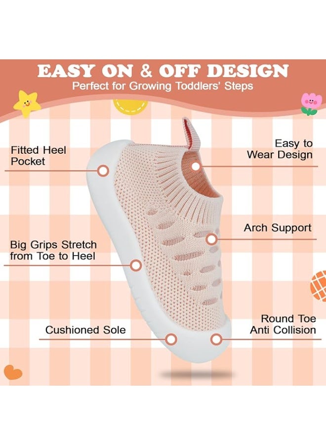 CMGTYYD Baby Shoes Toddler First Walking Shoes Infant Sneakers Breathable Knitted Mesh Boy & Girls Shoes 16-20 Months - Image 4