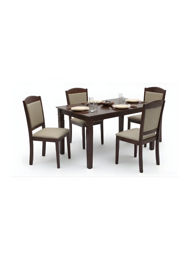 SUNLIT HOME Caldeira Dining Table set 4 seater Rectangular Dining Set | Sturdy Kitchen Wooden Top Table with Fabric Chairs | Dining set 1+4 Seater for Home, Dining Room - Image 2