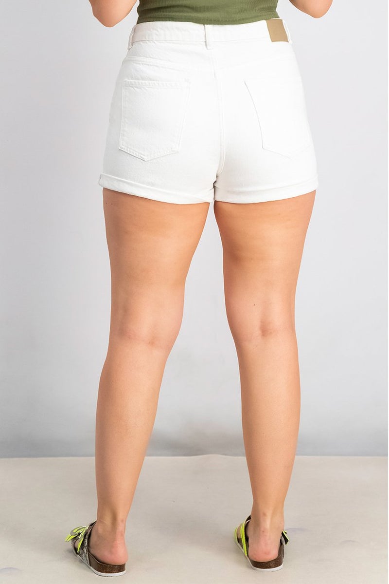 Jennyfer Women Mom Fit Five Pocket Denim Shorts, White - Image 2