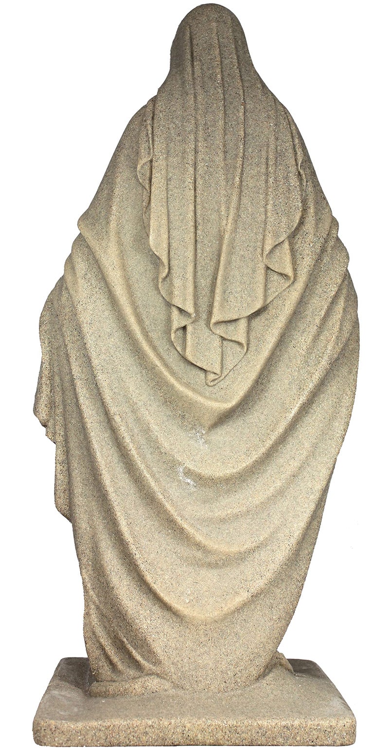 Emsco Group Virgin Mary Statue - Natural Sandstone Appearance - Made of Resin - Lightweight - 34" Height - Image 3