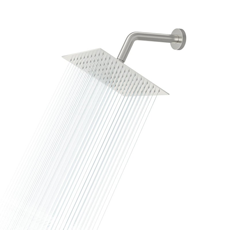 Lordear Rain Shower Head 6 Inch Solid Ultra Thin 304 Stainless Steel Adjustable Square Rainfall Shower Head Waterfall Full Body Coverage with Silicone Nozzle 6 Waterfall ShowerheadBrushed Nickel