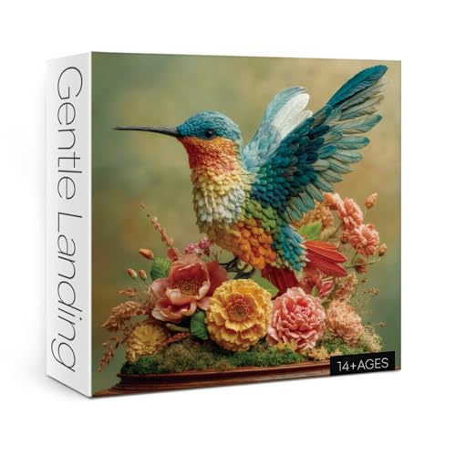 Larkipuzz Colorful Hummingbird Flower Puzzles for Adults 1000 Pieces Aesthetic Bird Wildflower Jigsaw Puzzle Difficult Animal Art Puzzles - Image 1