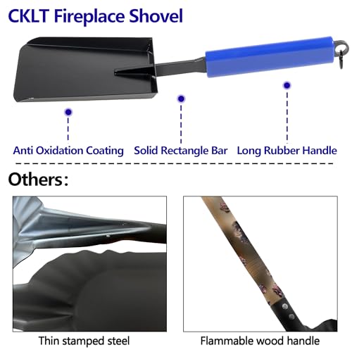 CKLT 15in Fireplace Ash Shovel for Fire Pit & Indoor Fireplace - Solid Iron Gardening Shovel - Image 2