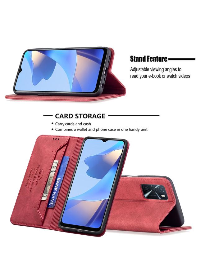 اس-توب جراب جلدي مضاد للسرقة بمغناطيس RFID لهاتف OPPO A16/A16S/A54S/A55 5G/A53S 5G مع حامل وفتحات للبطاقات ومحفظة - Image 4