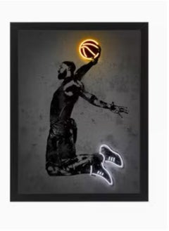URBANTRANDS Lebron James Neon Wall Decor Poster With Frame Multicolour  - Image 1
