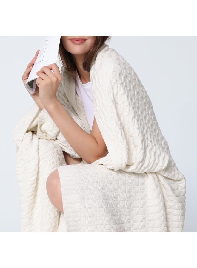 WDCOZY Cable Knit Throw Blanket Super Soft Warm Knitted Jacquard Throw Blanket for Couch, Sofa, Chair, Bed Lightweight Breathable Extra Cozy Machine Washable Comfortable Home Decor White 50x60 inches - Image 4