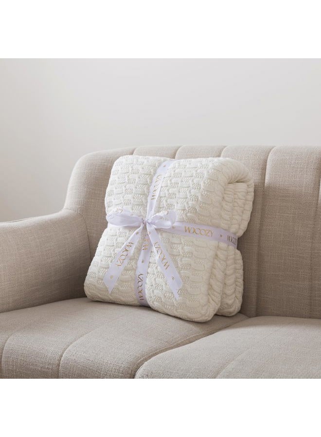 WDCOZY Cable Knit Throw Blanket Super Soft Warm Knitted Jacquard Throw Blanket for Couch, Sofa, Chair, Bed Lightweight Breathable Extra Cozy Machine Washable Comfortable Home Decor White 50x60 inches - Image 3