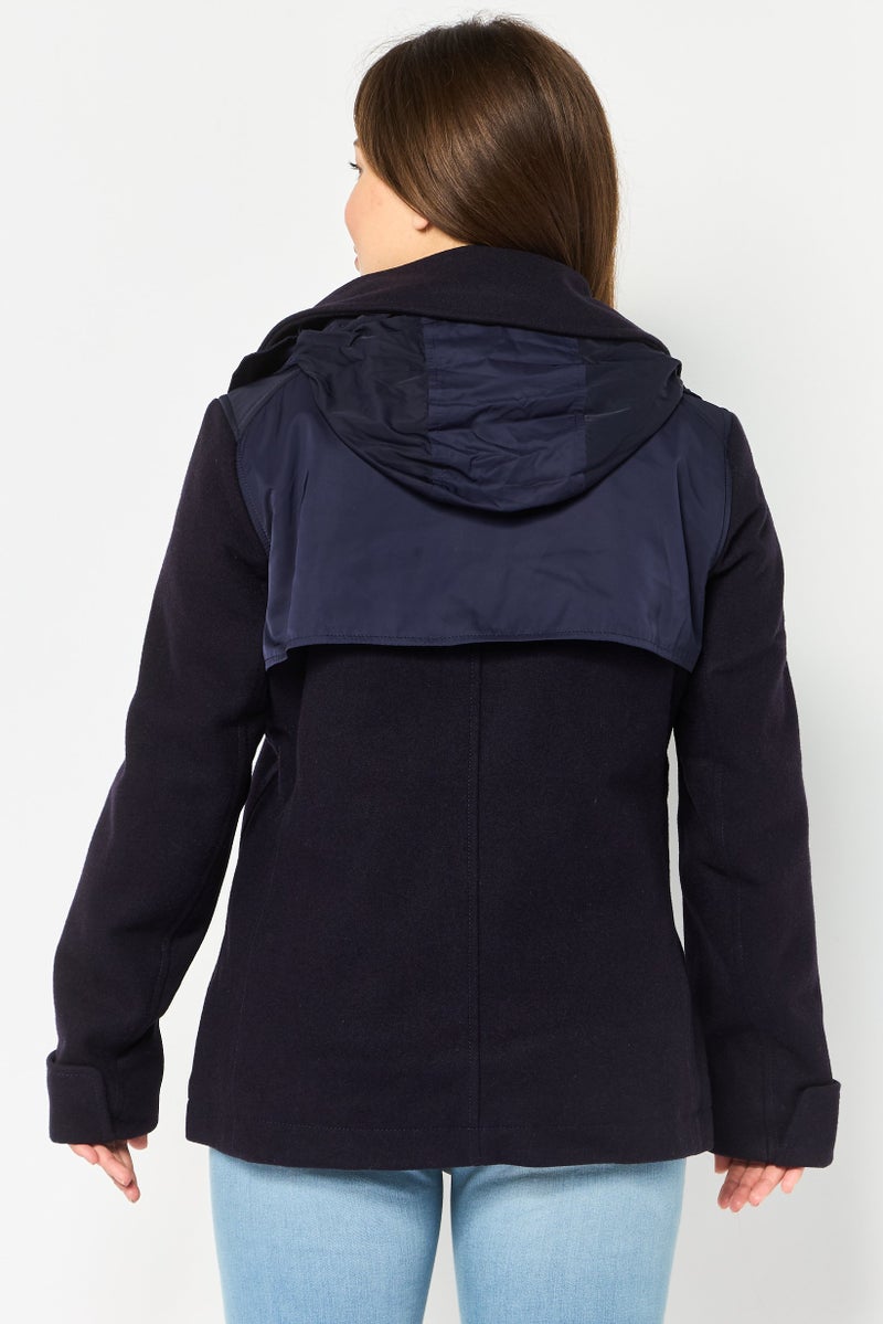LACOSTE Women Solid Long Sleeve Softshell Jacket, Dark Navy - Image 4