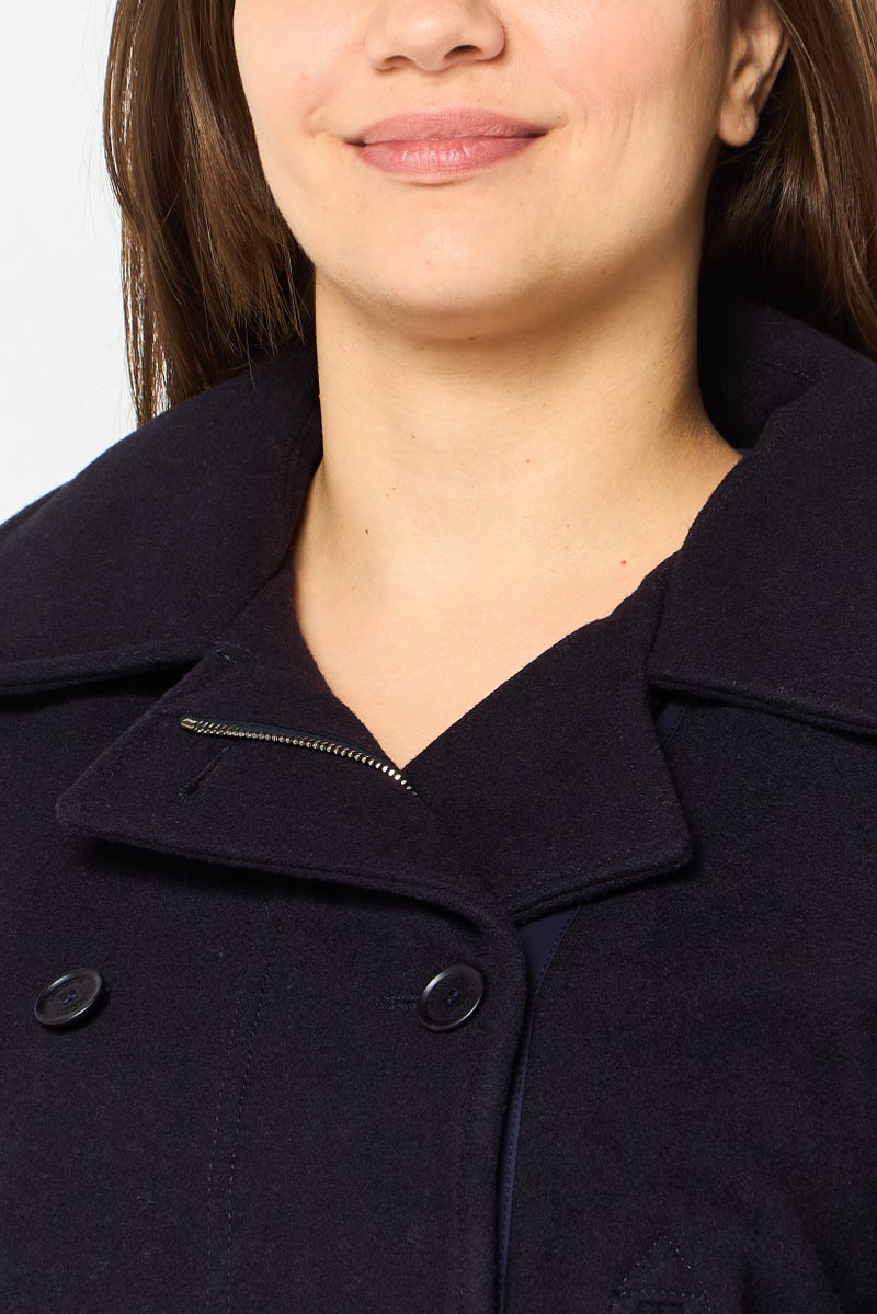 LACOSTE Women Solid Long Sleeve Softshell Jacket, Dark Navy - Image 3