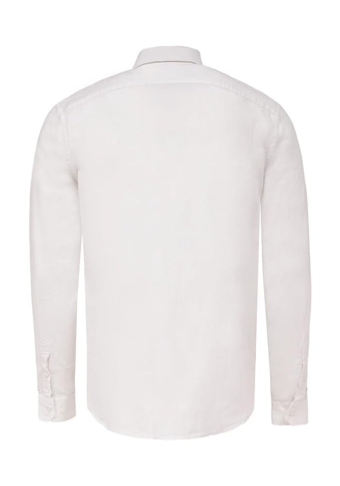 CEDRO قميص طويل الأكمام من الكتان/قطن للرجال من سيدرو باللون الأبيض - Image 2