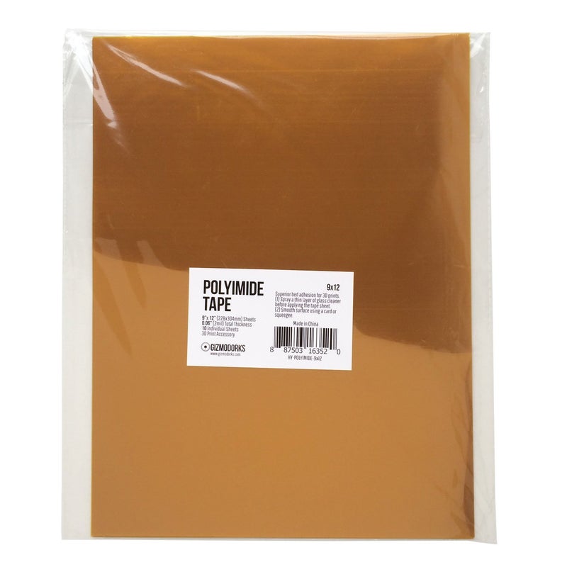 Gizmo Dorks Kapton Tape Polyimide for 3D Printers and Printing, 9 x 12 inches, 10 Sheets per Pack - Image 5