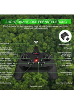 ELTRAZONE RC Aeroplane 2.4GHz Remote Controlled L0713 Quadcopter, Floating Fighter Aircraft RTF – Ideal for Beginners, Children & Adults, USB Charging, Green – Easy to Fly, Fun for All Ages  - Image 4