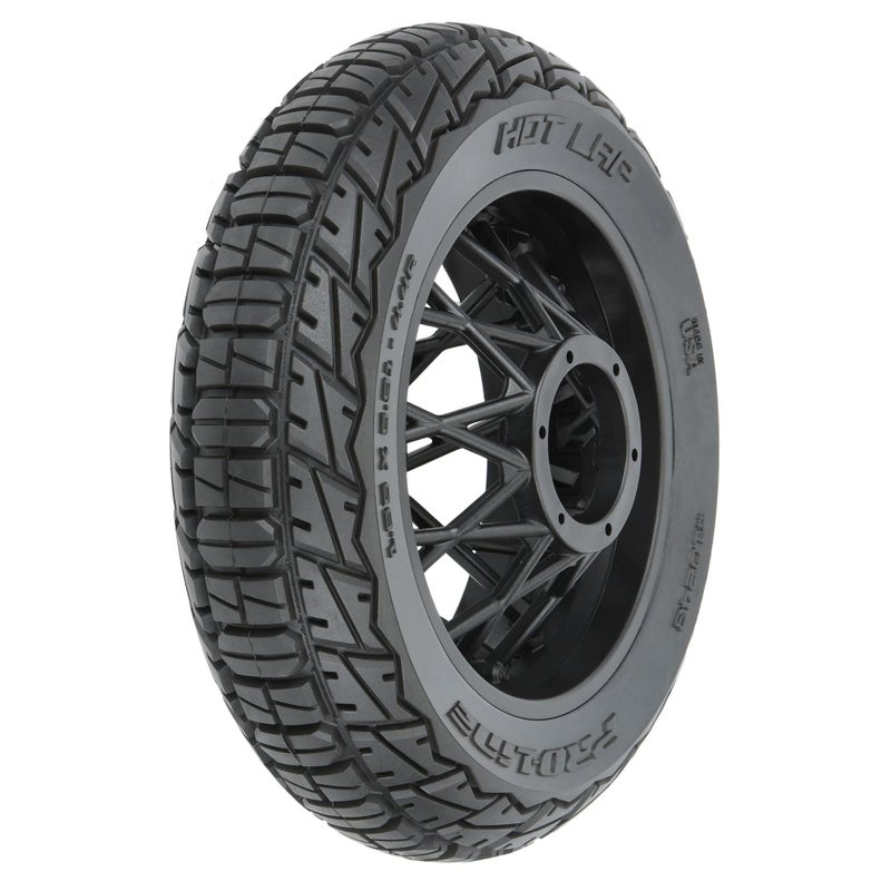 Proline Racing Hot Lap S3 Motorcycle Rear Tire Mounted on Black Supermoto Wheel for PromotoMX Rear PRO1024310