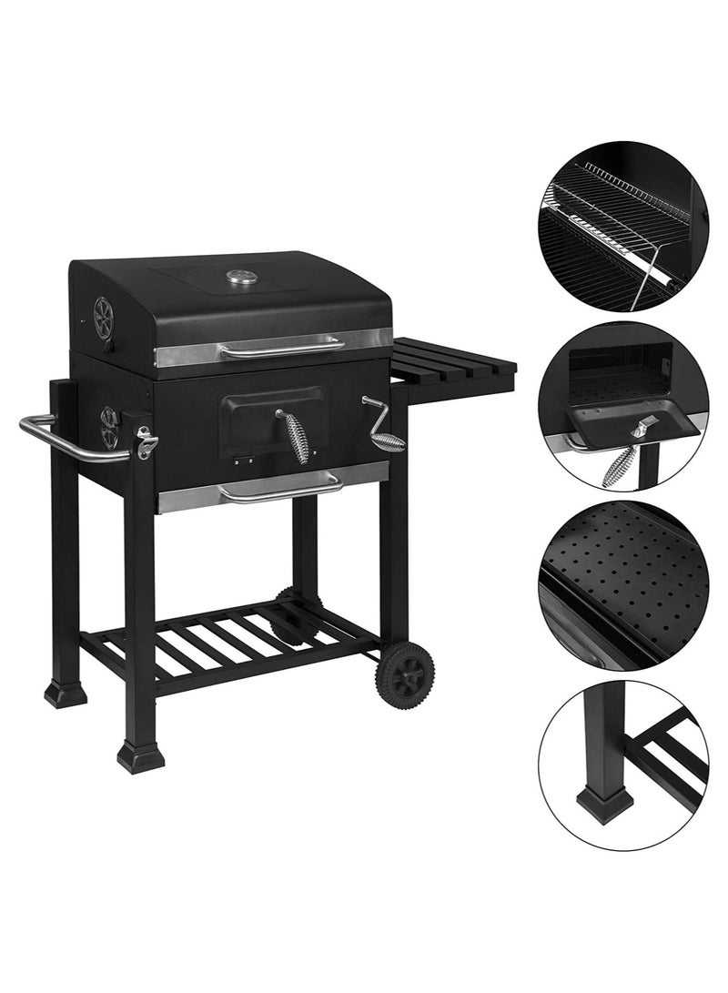WALALLA Charcoal BBQ Grill Extra Large with Oversize Cooking Area, Outdoor Cooking Barbecue Grill with Charcoal Trays and Foldable Side Table - Image 2