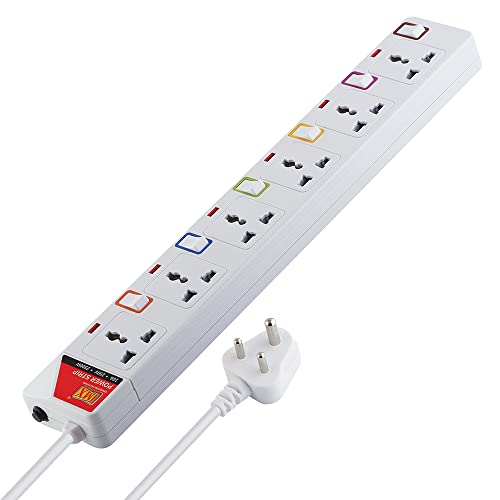 MX 6 Outlet Power Strip with Universal Socket&Led Indicator Individual Color Switch with Circuit Breaker Protection Spike Guard Extension Board with Child Safety Shutter5 - Image 1