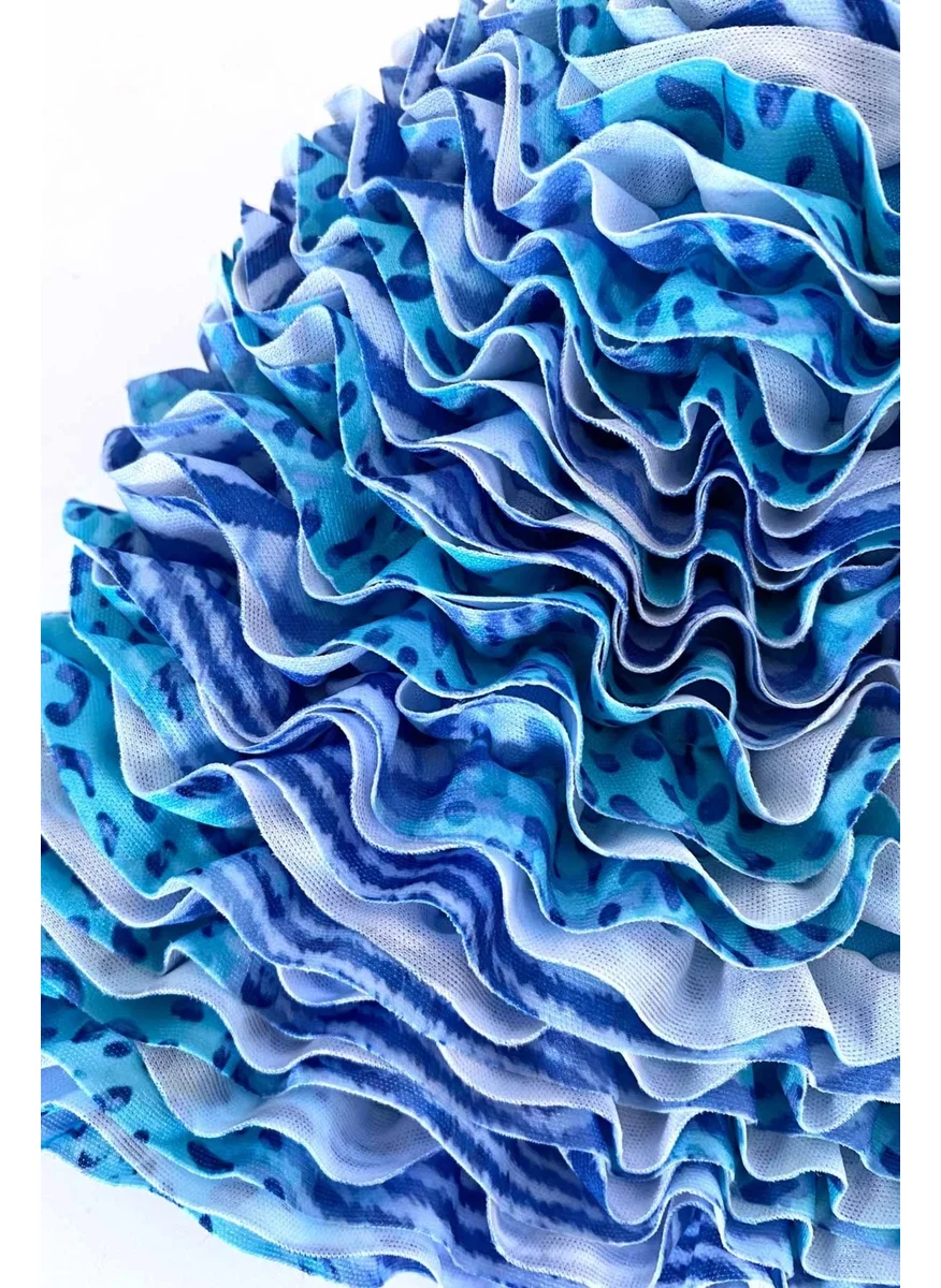 اي يلديز Crescent Star 3449 Blue Ruffle Pool Cap