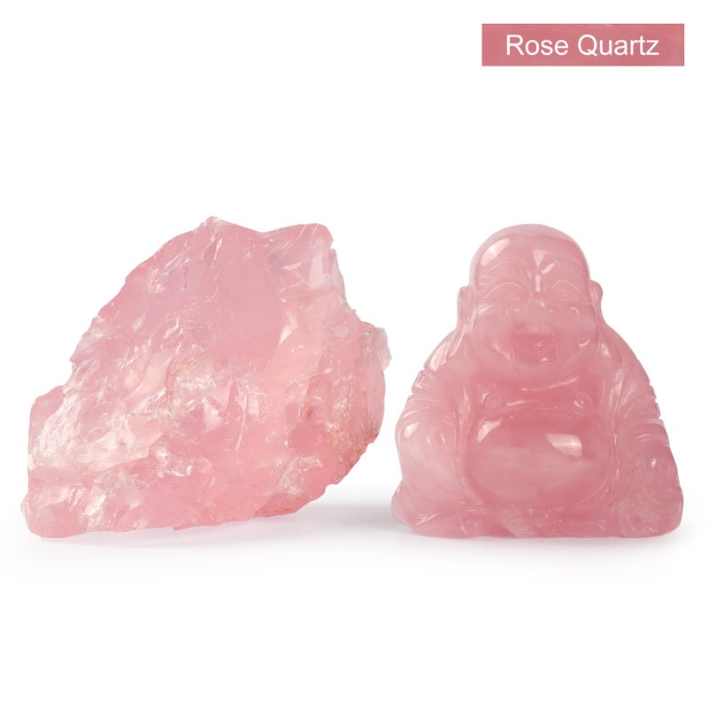 Artistone 2"" Rose quartz Laughing Buddha Statue  Healing Crystal Hand-Carved Gemstone Religion Sculpture Sitting Buddha Figurine Feng Shui Decor GIfts - Image 3