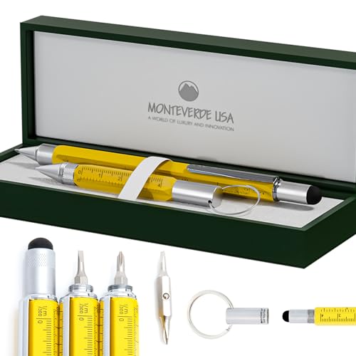Monteverde One Touch Tool Set Ballpoint Pen with Stylus Yellow Tool Pen Keychain 6in1 Multifunction Pen Set from Exclusive Collection Ideal for Engineers MV35478 - Image 1