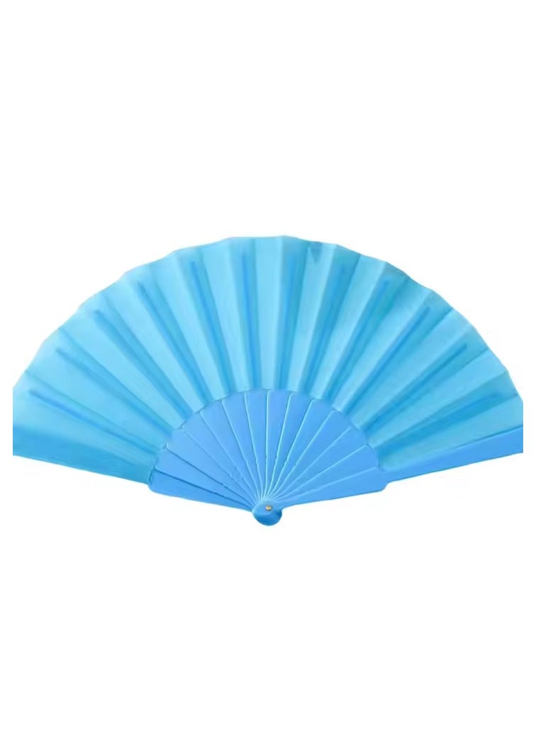 Generic - Folding Fan, Handheld Fan with Plastic Frame - Light Blue - Image 1