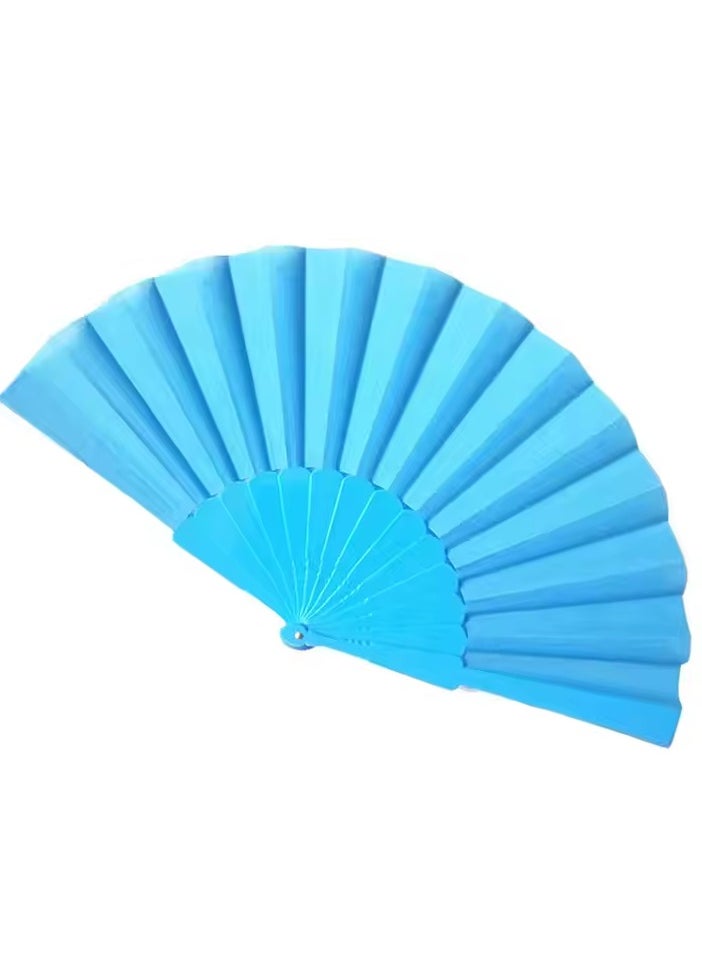 Generic - Folding Fan, Handheld Fan with Plastic Frame - Light Blue - Image 1