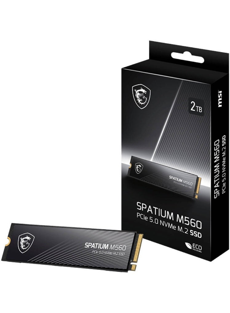 MSI SPATIUM M560 PCIe 5.0 NVMe M.2 Internal SSD, 2TB Capacity, Up to 10300 MB/s Sequential Read & 8700 MB/s Sequential Write Speed, 1200 TBW, 3D NAND Flash Memory 2 TB - Image 1