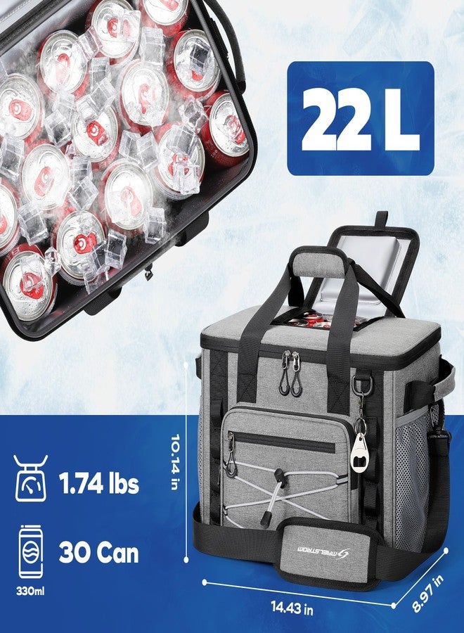 Maelstrom Soft Cooler Bag,Soft Sided Cooler,30 Cans Collapsible Cooler with Velcro Top,Insulated Ice Chest,Large Leakproof Camping Cooler for Kayaking,Beach,Travel,Gray - Image 5