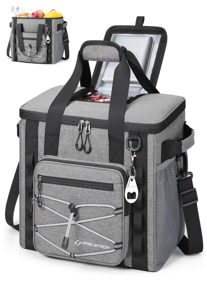 Maelstrom Soft Cooler Bag,Soft Sided Cooler,30 Cans Collapsible Cooler with Velcro Top,Insulated Ice Chest,Large Leakproof Camping Cooler for Kayaking,Beach,Travel,Gray - Image 1