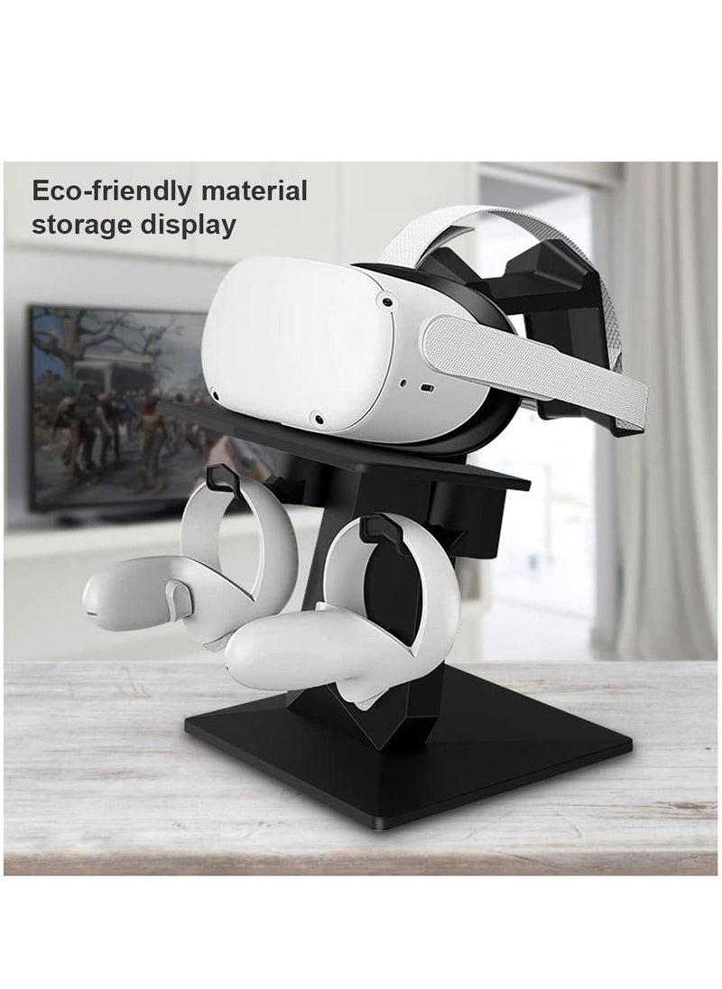 Generic - Design VR Stand Compatible with Oculus Quest Quest 2 Rift S HTC Oculus VR Headset and Touch Controllers (Black) - Image 1