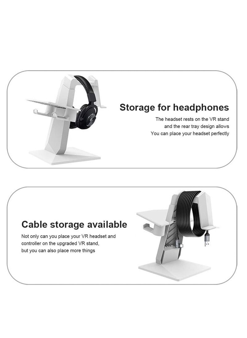 Generic - Design VR Stand Compatible with Oculus Quest Quest 2 Rift S HTC Oculus VR Headset and Touch Controllers (Black) - Image 1