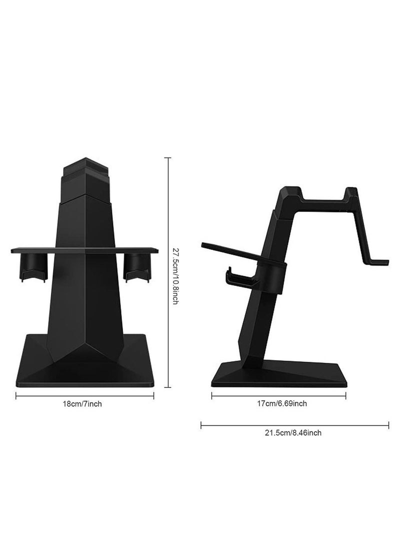 Generic - Design VR Stand Compatible with Oculus Quest Quest 2 Rift S HTC Oculus VR Headset and Touch Controllers (Black) - Image 1