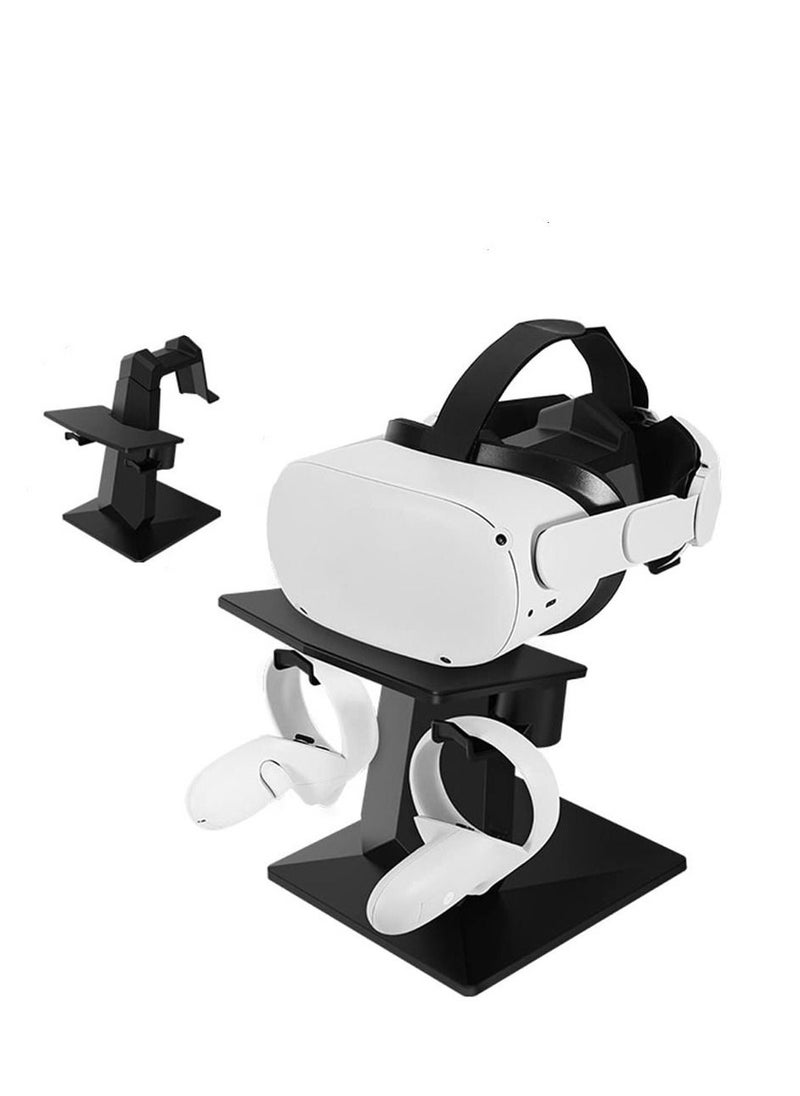 Generic - Design VR Stand Compatible with Oculus Quest Quest 2 Rift S HTC Oculus VR Headset and Touch Controllers (Black) - Image 1