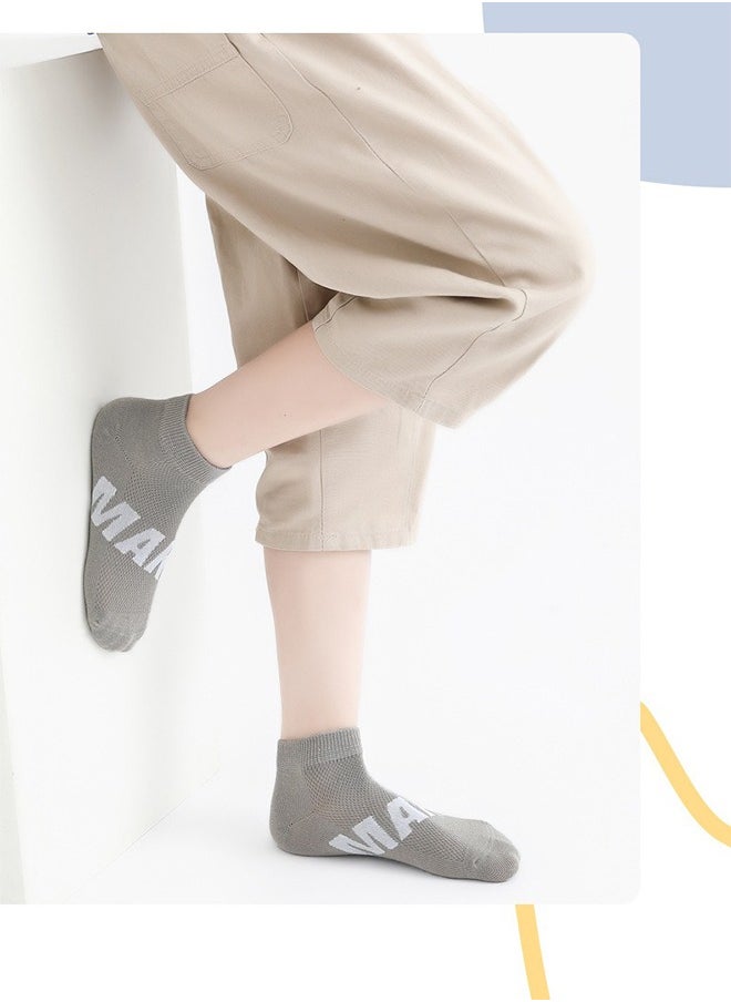 Generic - 5 Pairs Of Mesh Thin Socks For Boys And Girls, Breathable Cotton Invisible Low-Top Socks For Children, Spring And Summer Mesh Running Words For Children, Ssports Socks For 6-8 Years Old - Image 1