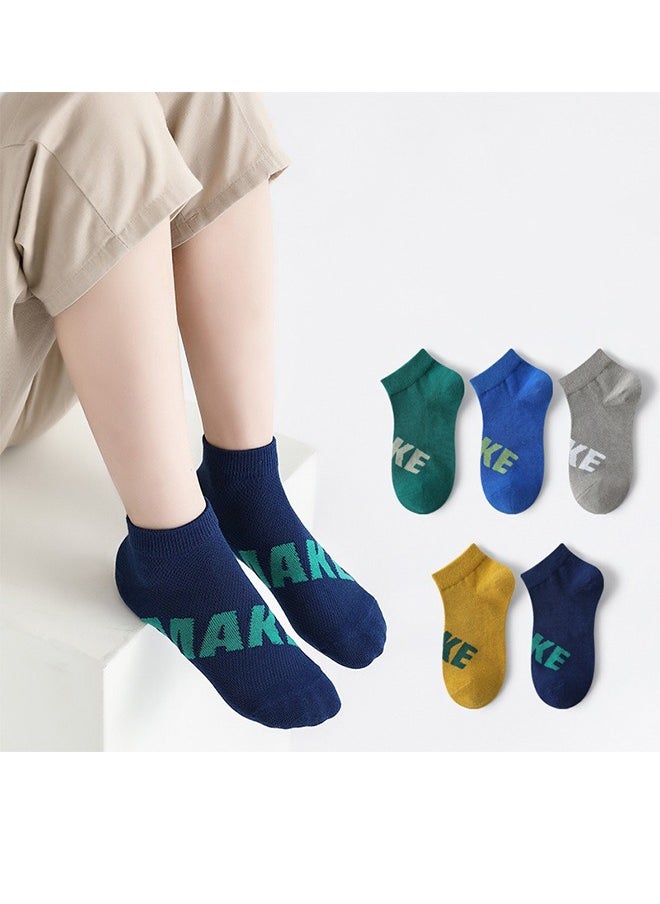 Generic 5 Pairs Of Mesh Thin Socks For Boys And Girls, Breathable Cotton Invisible Low-Top Socks For Children, Spring And Summer Mesh Running Words For Children, Ssports Socks For 6-8 Years Old  - Image 2