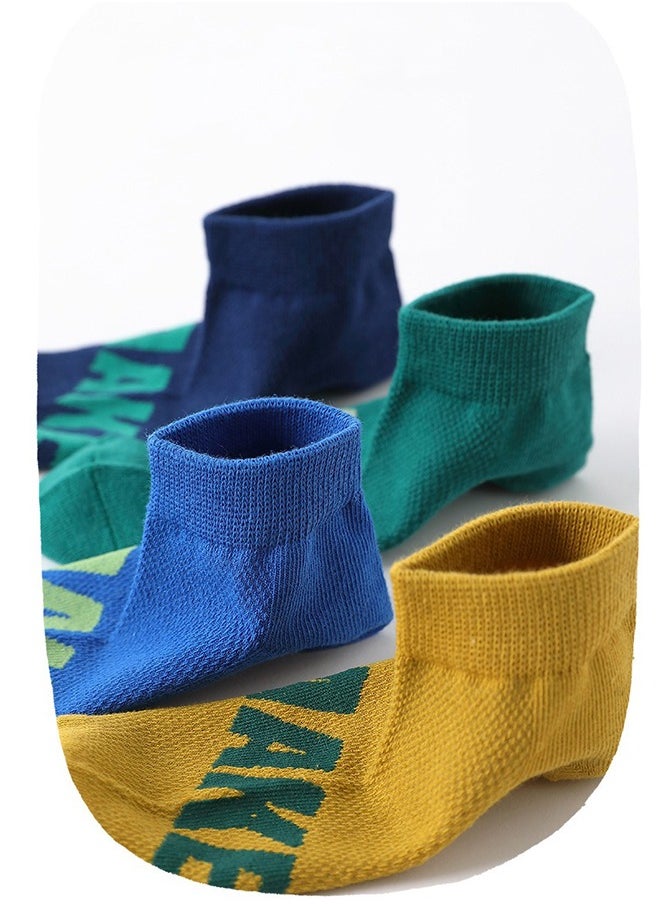 Generic 5 Pairs Of Mesh Thin Socks For Boys And Girls, Breathable Cotton Invisible Low-Top Socks For Children, Spring And Summer Mesh Running Words For Children, Ssports Socks For 6-8 Years Old  - Image 3