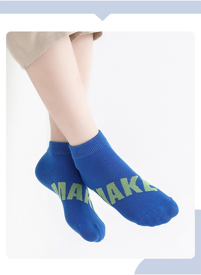 Generic 5 Pairs Of Mesh Thin Socks For Boys And Girls, Breathable Cotton Invisible Low-Top Socks For Children, Spring And Summer Mesh Running Words For Children, Ssports Socks For 6-8 Years Old  - Image 5