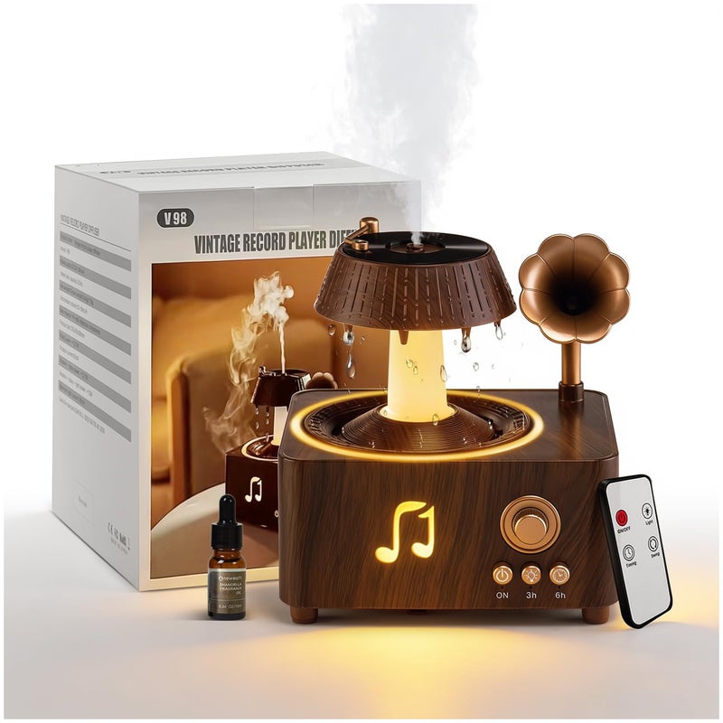Stjiatu Aromatherapy Diffuser Oil Humidifier with Essential for Home, 250ml Rain Ultrasonic Aroma Diffuser. 7 Colors Light Waterless Auto Off with Remote Control for Large Room Office, Dark Wood Grain Gifts - Image 1
