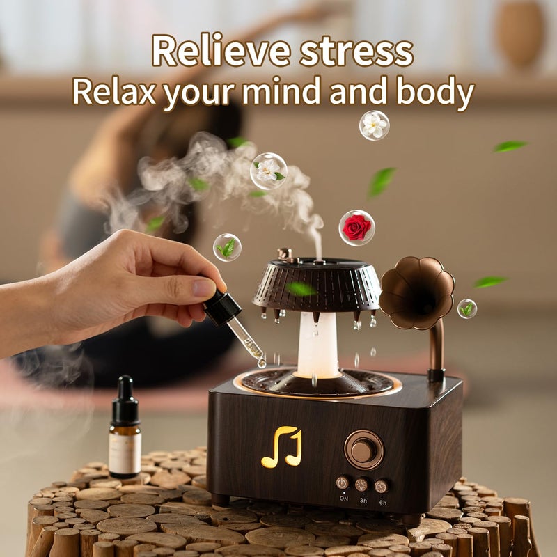 Stjiatu Aromatherapy Diffuser Oil Humidifier with Essential for Home, 250ml Rain Ultrasonic Aroma Diffuser. 7 Colors Light Waterless Auto Off with Remote Control for Large Room Office, Dark Wood Grain Gifts - Image 3