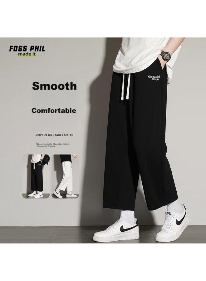 Foss Phil Casual Pants For Men, Spring And Summer Trendy Brand, Ankle-length Versatile Loose Straight-leg Men's Trousers, Fpk15 Black, Size L - Image 1