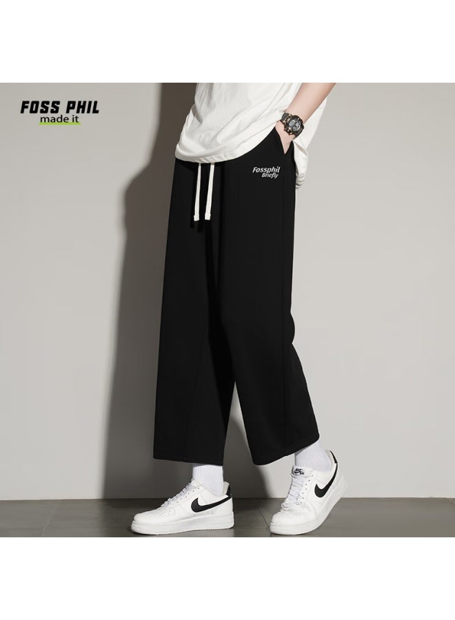 Foss Phil Casual Pants For Men, Spring And Summer Trendy Brand, Ankle-length Versatile Loose Straight-leg Men's Trousers, Fpk15 Black, Size L - Image 2