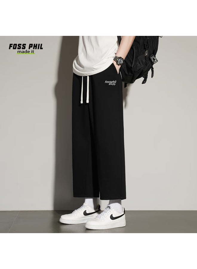 Foss Phil Casual Pants For Men, Spring And Summer Trendy Brand, Ankle-length Versatile Loose Straight-leg Men's Trousers, Fpk15 Black, Size L - Image 3