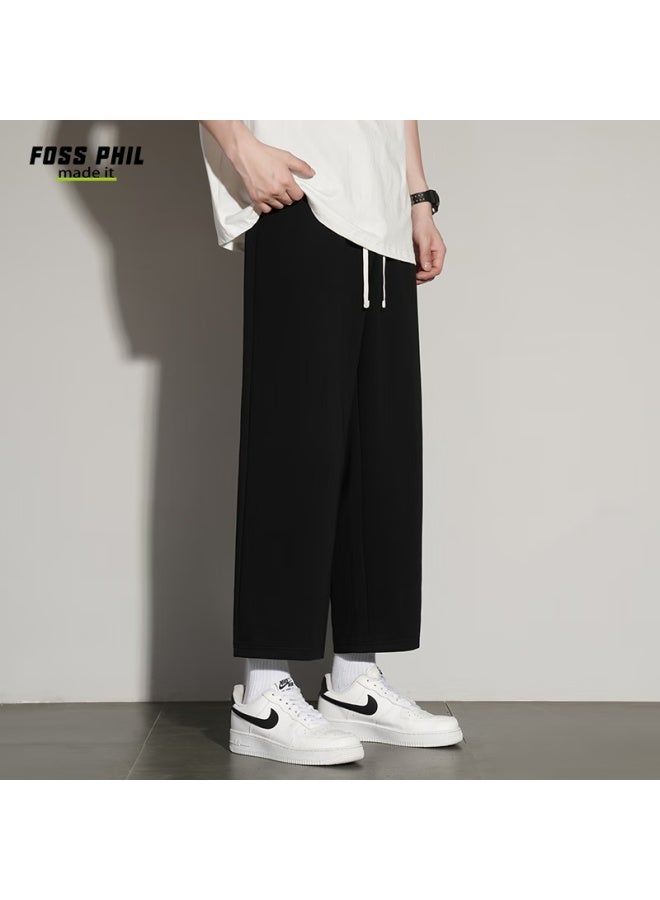 Foss Phil Casual Pants For Men, Spring And Summer Trendy Brand, Ankle-length Versatile Loose Straight-leg Men's Trousers, Fpk15 Black, Size L - Image 4